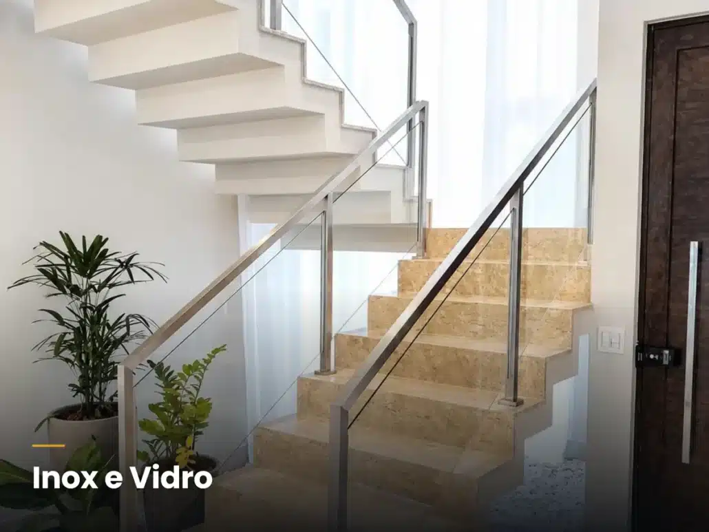 Corrimão de Inox e Vidro - Kazinox
