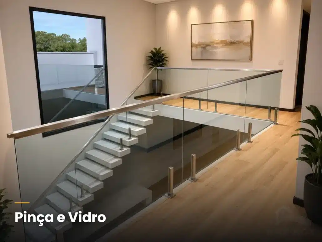 Corrimão de inox e vidro em Campinas — fabricação própria Kazinox