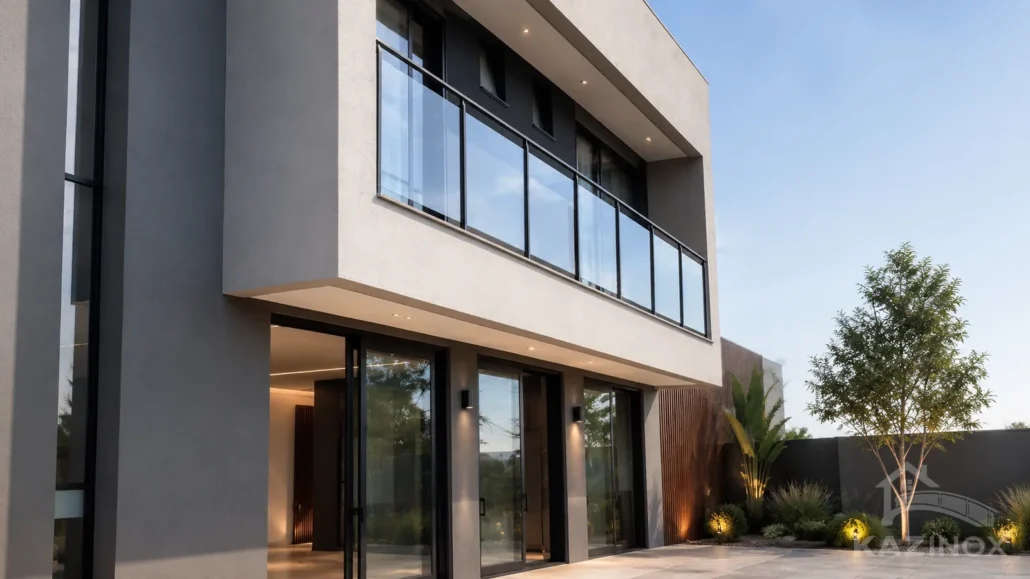 Guarda corpo de Inox com Vidro - Com pintura eletrostática - Kazinox