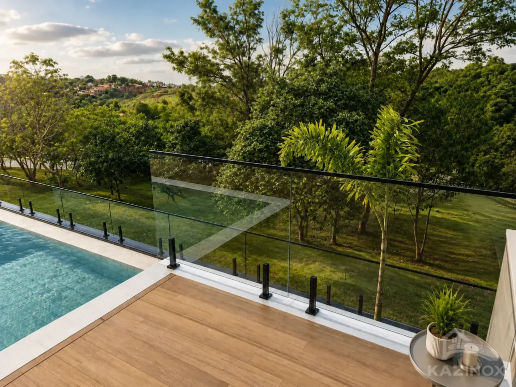 Guarda corpo de Inox com Vidro - Com pintura eletrostática - Kazinox